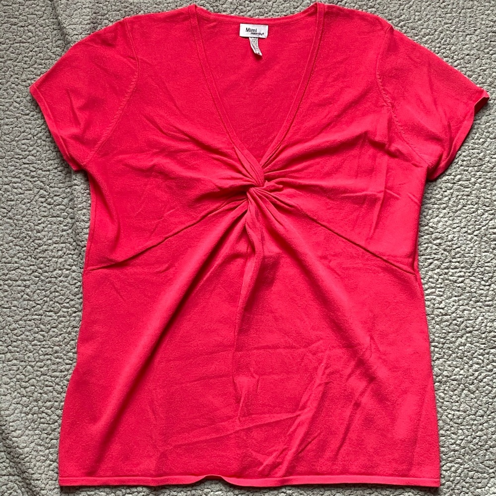Maternity V-Neck Twist Knot At Bust - Picture 1 of 4